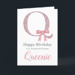 Personalized Birthday Card for Her - Letter Q<br><div class="desc">Happy Birthday card for her! This card is for a letter Q (see the rest of our shop for other letters). The main large letter Q is fixed but all the other text can be personalized to meet your requirements!</div>