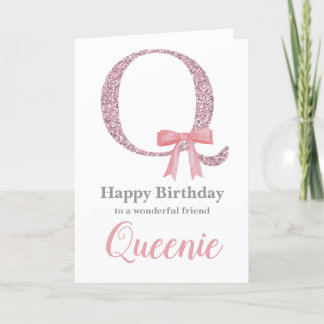Personalized Birthday Card for Her - Letter Q