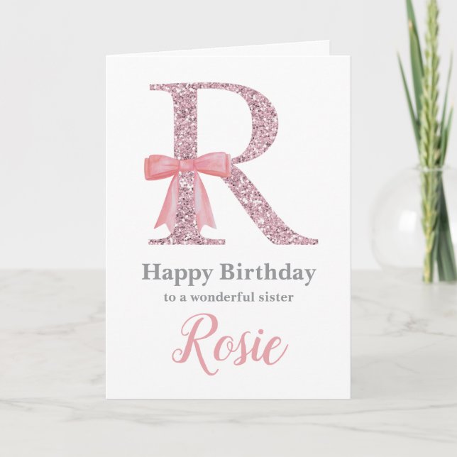 Personalized Birthday Card for Her - Letter R (Front)