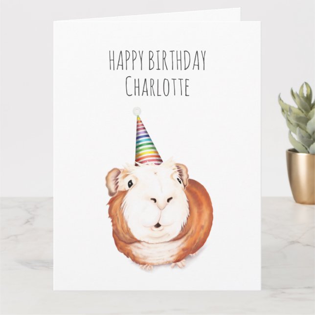 Personalized Birthday Card - Happy Guinea Pig (Small Plant)