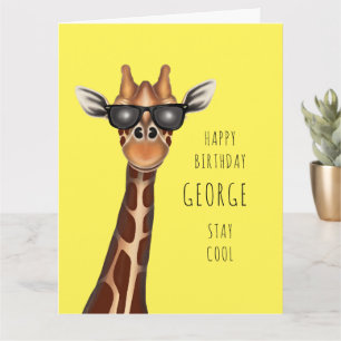 Personalized Birthday Card - 'Stay Cool' Giraffe