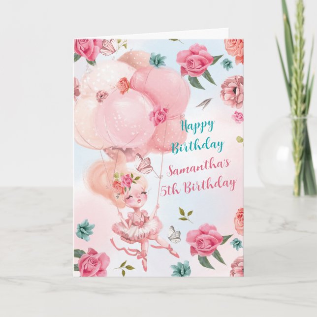 Personalized Birthday Cards for 5 Year Old Girl (Front)