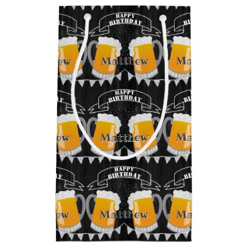 Personalized Birthday Chalkboard Beer Glass Small Gift Bag