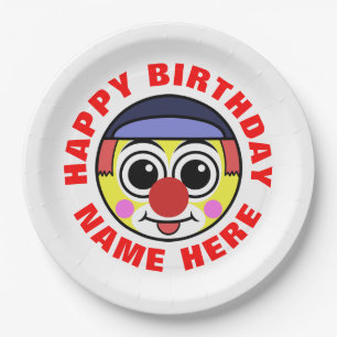 Personalized Birthday Clown Paper Plates
