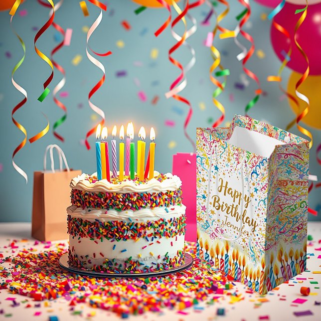 Personalized birthday confetti fun medium gift bag (Creator Uploaded)
