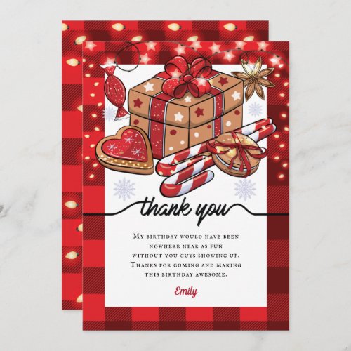 Personalized Birthday Cookies and Cocoa Christmas Thank You Card