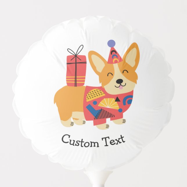 Personalized Birthday Corgi Balloon (Front)