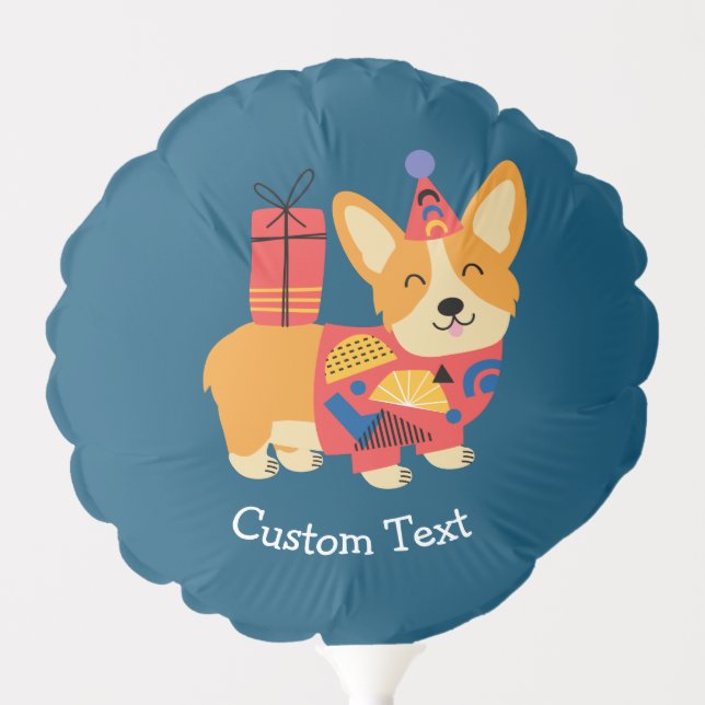 Personalized Birthday Corgi Balloon (Front)