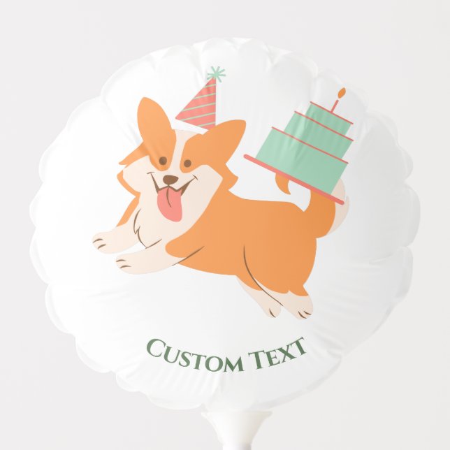 Personalized Birthday Corgi Balloon (Front)