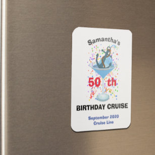 Personalized Birthday Cruise Anchor Cocktail Magnet