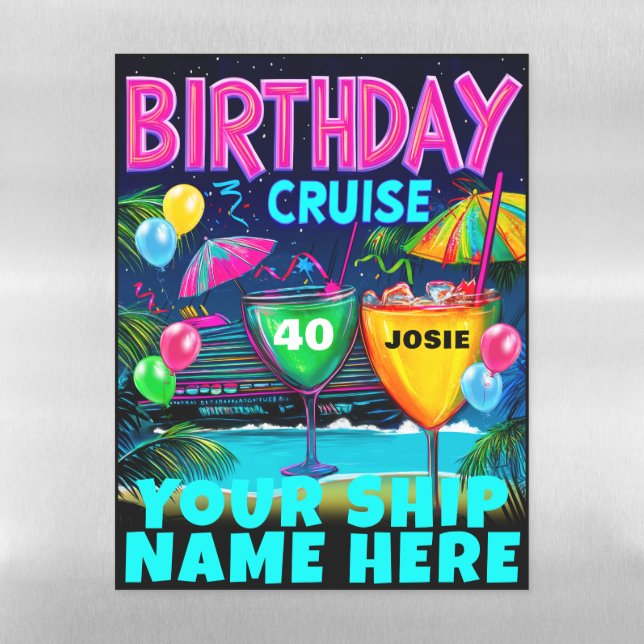 Personalized Birthday Cruise Cabin Door Magnetic Dry Erase Sheet (Vertical)