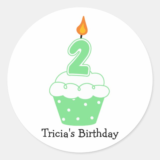 Personalized Birthday Cupcake Stickers (Front)