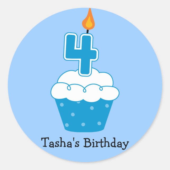 Personalized Birthday Cupcake Stickers (Front)