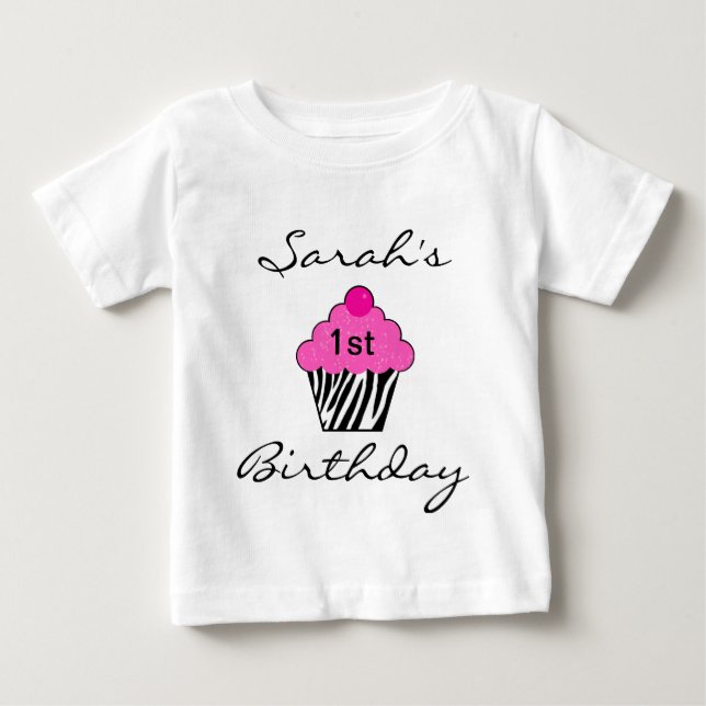 Personalized Birthday Cupcake T-shirt (Front)