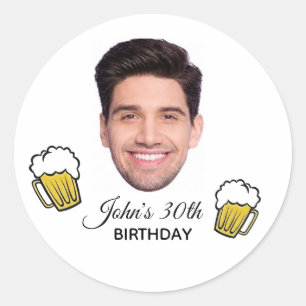 Personalized Birthday Custom Face & Age Tattoo Classic Round Sticker