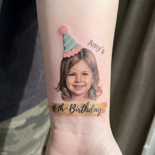 Personalized Birthday Custom Face,Name & Age Party Temporary Tattoos