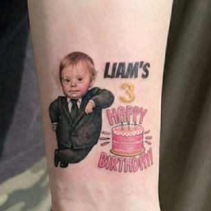 Personalized Birthday Custom Face, Name & Age Temporary Tattoos