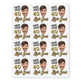 Personalized Birthday Custom Photo, Name & Age Temporary Tattoos