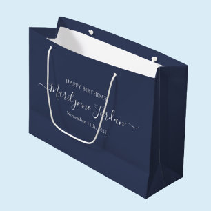 Personalized Birthday Dark Blue Large Gift Bag