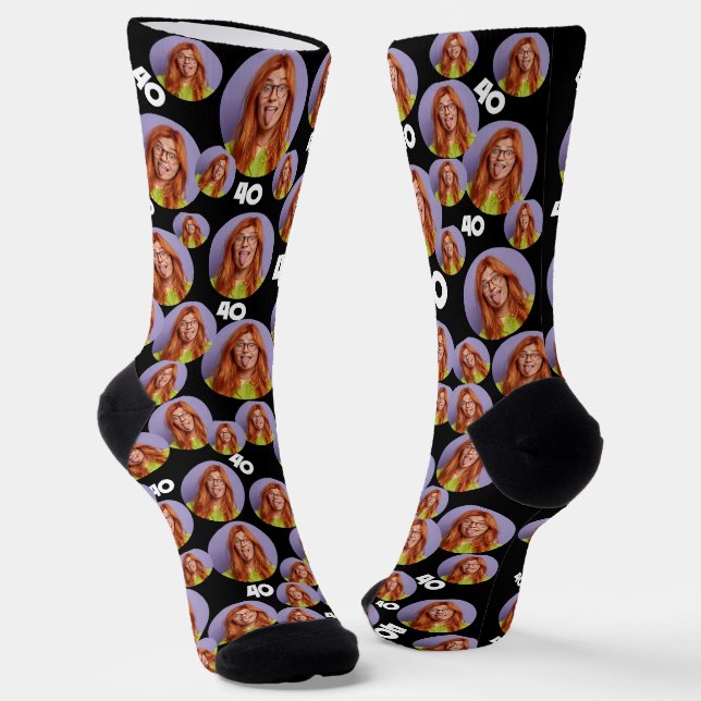 Personalized Birthday Face Socks Funny Photo Gift (Angled)