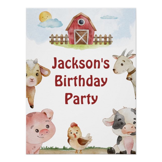 Personalized Birthday Farm Animal Sign (Front)