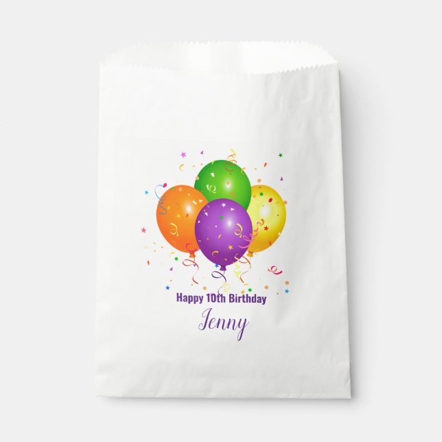 Personalized Birthday Favor Bag with Balloons (Front)