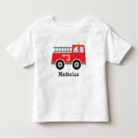 Personalized Birthday Fire Truck Toddler T-shirt at Zazzle