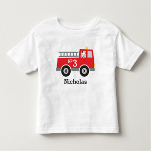Personalized Birthday Fire Truck Toddler T-shirt
