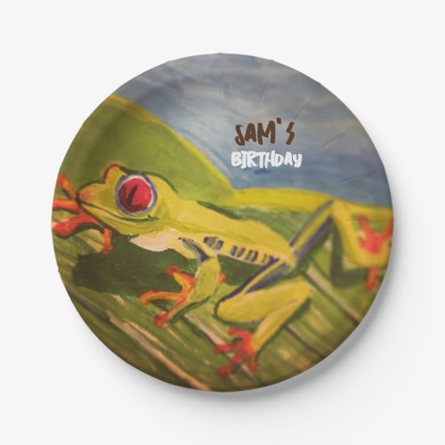 Personalized Birthday Frog Paper Plates