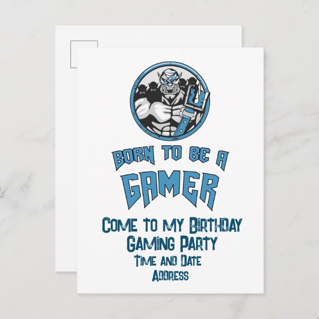 Personalized Birthday Gaming Party Invitation Postcard (Front/Back)