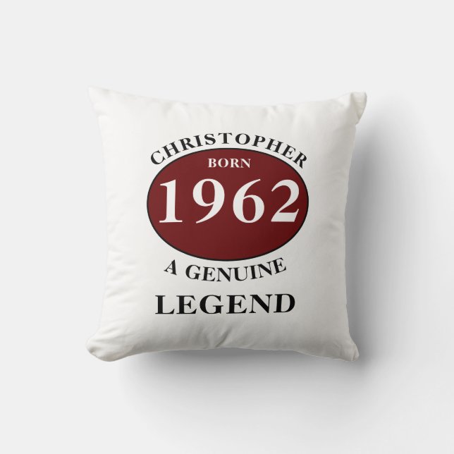 Personalized Birthday Gift Add Name Year Born Throw Pillow (Front)