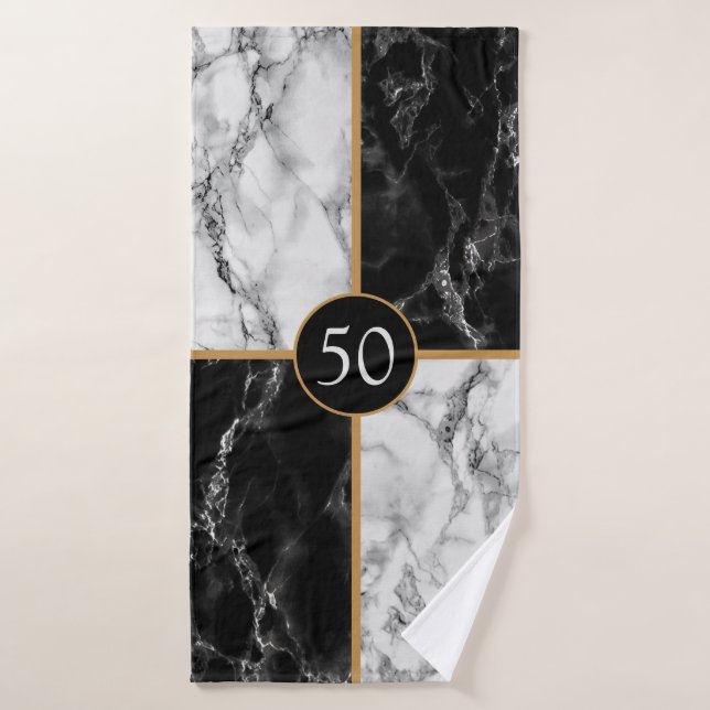 Personalized Birthday Gift Bath Towels Marble (Bath Towel)