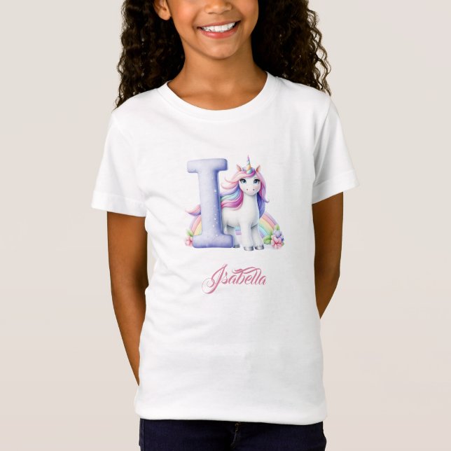 Personalized birthday gift for girl with unicorn T-Shirt (Front)