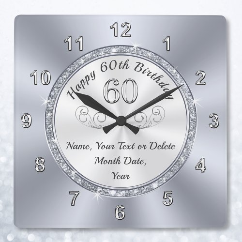 Personalized Birthday Gifts for 60 year old Woman Square Wall Clock