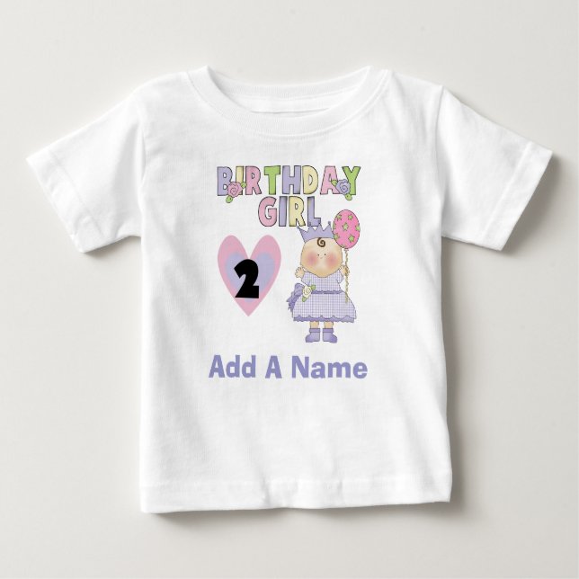 Personalized Birthday Girl 2nd Birthday Tshirt (Front)