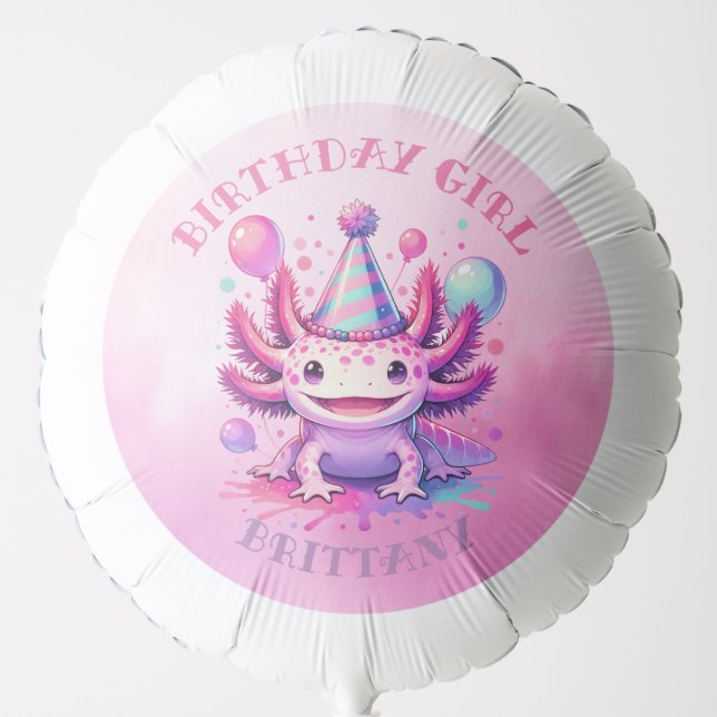 Personalized Birthday Girl | Anime Axolotl Balloon (Front)