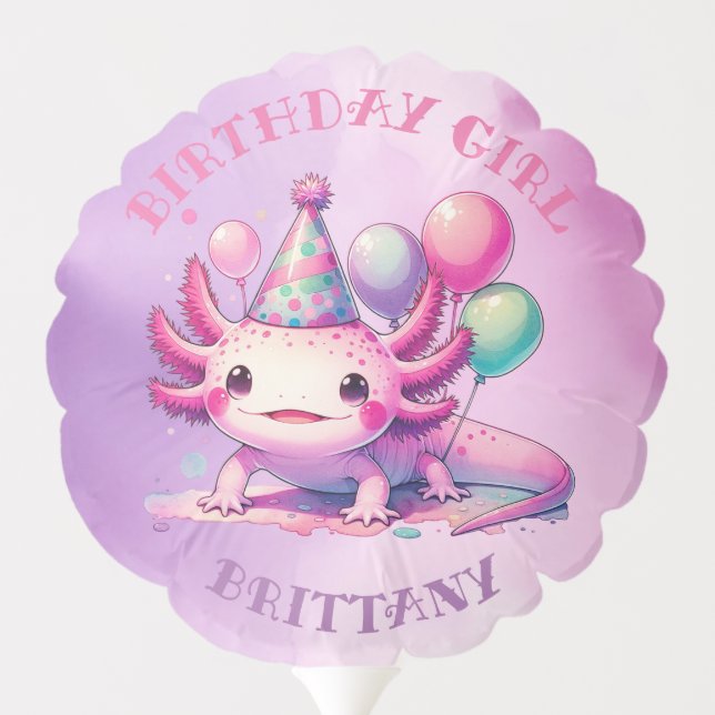 Personalized Birthday Girl | Anime Axolotl Balloon (Back)