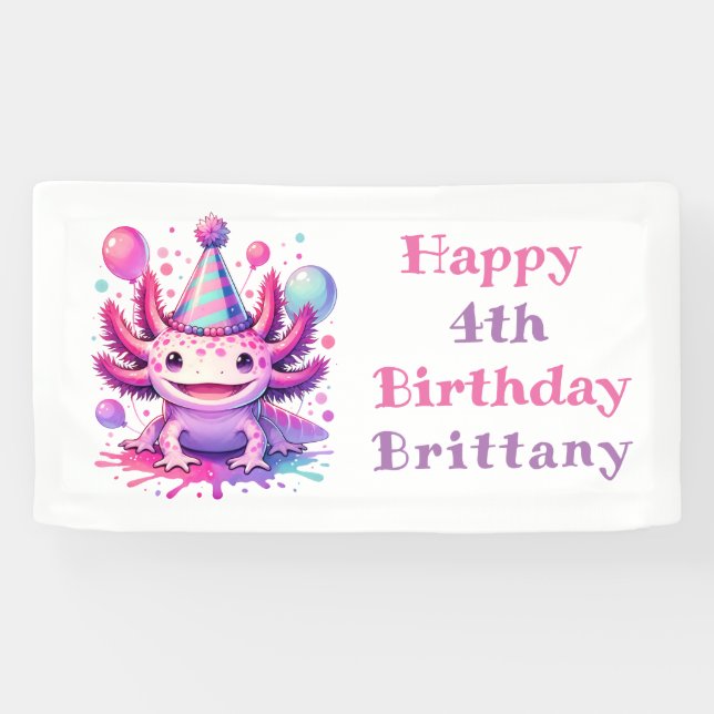 Personalized Birthday Girl | Anime Axolotl Banner (Horizontal)