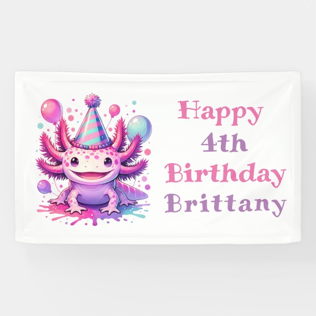 Personalized Birthday Girl | Anime Axolotl Banner (Horizontal)