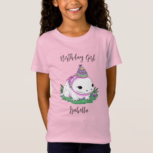 Personalized Birthday Girl Axolotl  T-Shirt (Front)