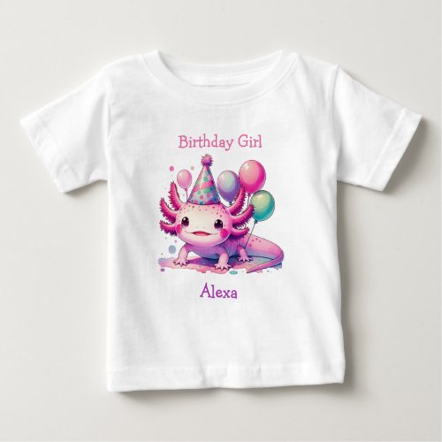 Personalized Birthday Girl  Axolotl Themed Baby T_Shirt