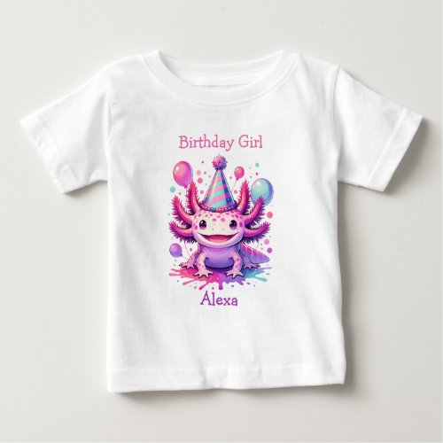 Personalized Birthday Girl  Axolotl Themed Baby T_Shirt