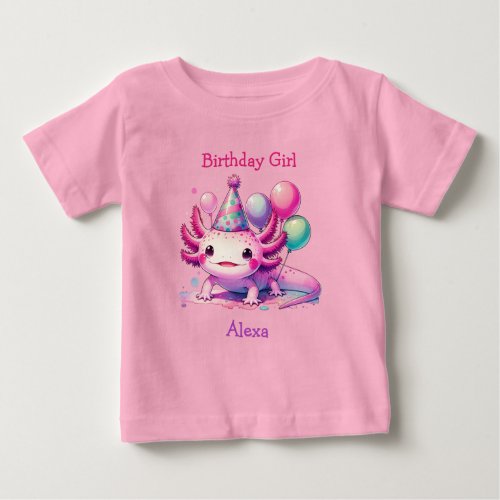 Personalized Birthday Girl  Axolotl Themed Baby T_Shirt