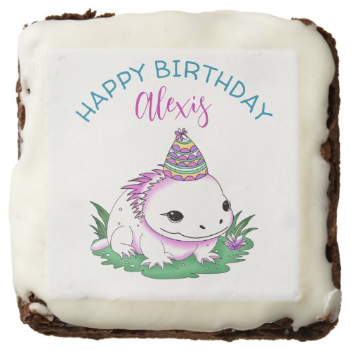 Personalized Birthday Girl Axolotl Themed Brownie
