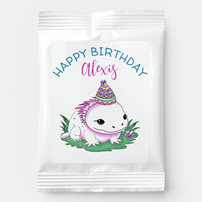 Personalized Birthday Girl Axolotl Themed Lemonade Drink Mix (Front)