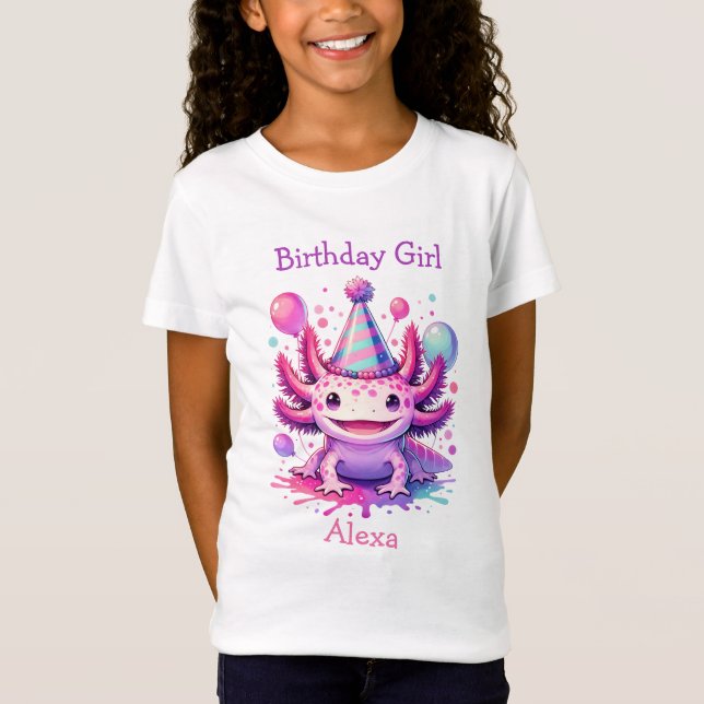 Personalized Birthday Girl | Axolotl Themed T-Shirt (Front)