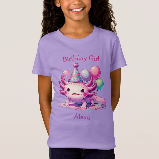 Personalized Birthday Girl | Axolotl Themed T-Shirt (Front)