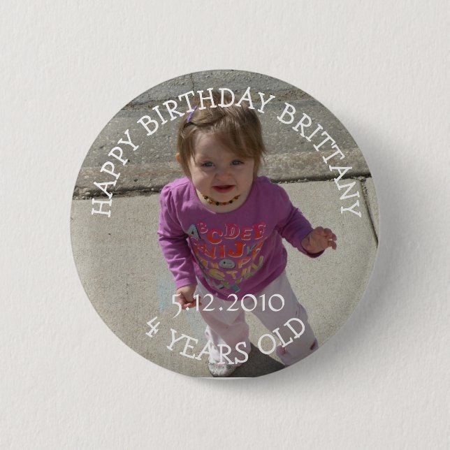 Personalized Birthday Girl Button (Front)