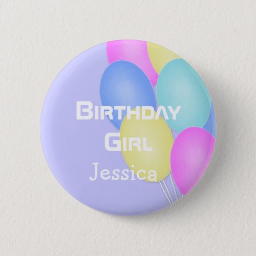 Personalized Birthday Girl Button