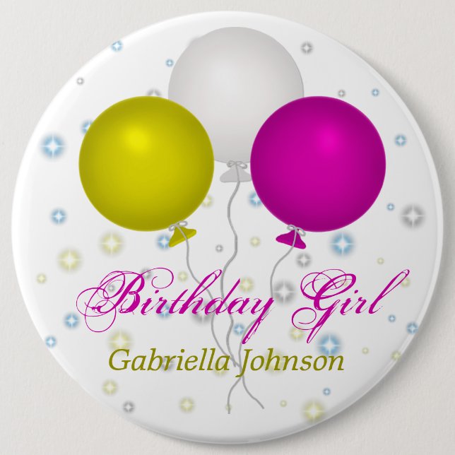 Personalized: Birthday Girl Button (Front)